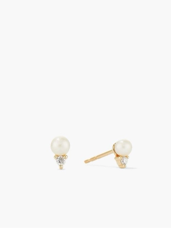 Mejuri pearl and diamond stud single earring
